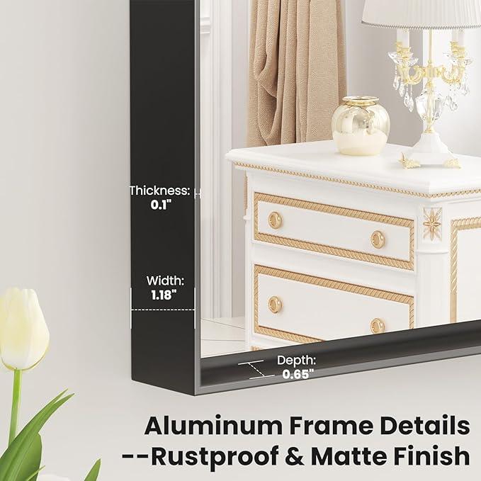 LOAAO Black Bathroom Mirror 48"X30" for Wall, Rectangle Bathroom Vanity Mirror, Tempered Glass, Hangs Vertically or Horizontally, Easy to Install, Modern Design - ModernBath