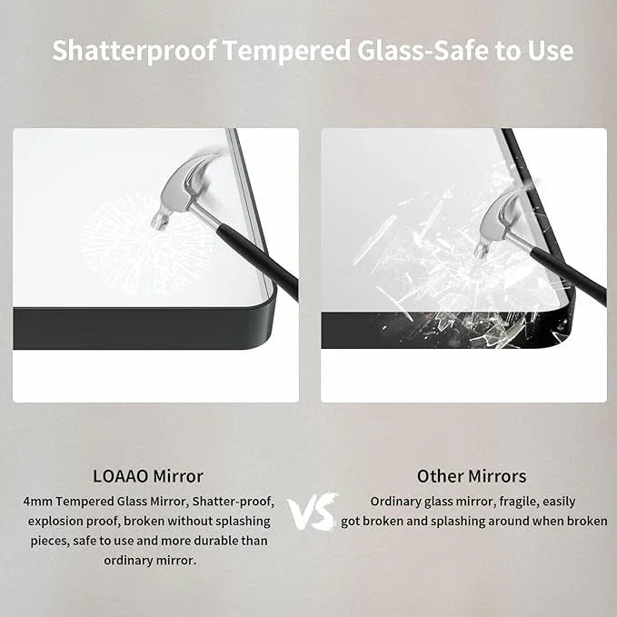 LOAAO 72X40 Inch Black Metal Framed Bathroom Mirror for Wall, Matte Black Bathroom Vanity Mirror Farmhouse, Large Rounded Rectangle Mirror, Anti-Rust, Tempered Glass, Hangs Horizontally or Vertically - ModernBath