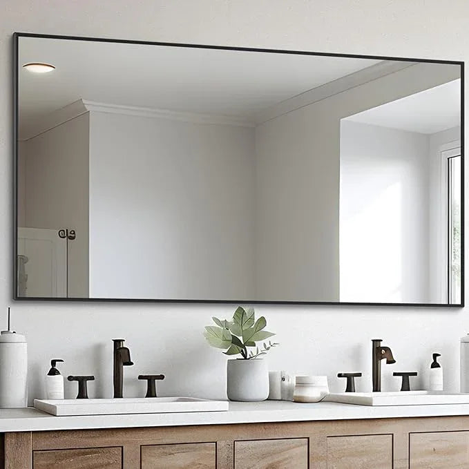 DESBING Black Bathroom Mirror for Wall, 30x55 Inch Rectangle Mirrors with Metal Frame, Modern Vanity Wall Mirror Decor for Entryway Hangs, Bathroom Living Room Horizontal or Vertical - ModernBath