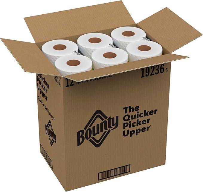 Bounty Quick-Size Paper Towels, White, 12 Family Triple Rolls = 40 Regular Rolls - ModernBath