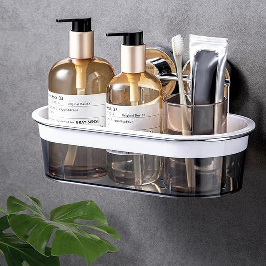 LEVERLOC Shower Caddy Suction Cup, Shower Organizer Removable Bathroom Shelf, Storage Suction Powerful Max Hold 22lbs Bathroom Caddy Waterproof Holder, Chrome & Clear - ModernBath