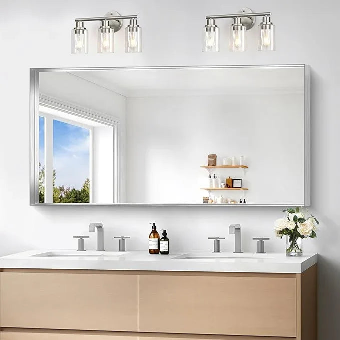 NIMURY Silver Bathroom Mirror, 24x48 Inch Rectangular Framed Mirror, Large Wall Mounted Bathroom Vanity Mirror Over Sink for Bedroom,Restroom, Living Room, Hangs Vertically or Horizontally - ModernBath