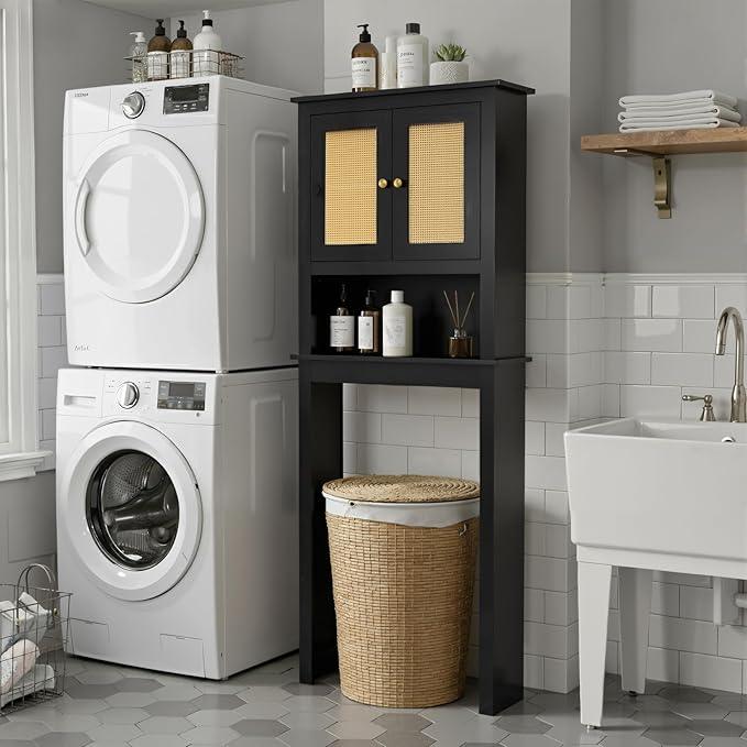 Over The Toilet Storage Cabinet, Behind Toilet Bathroom Organizer with Adjustable Shelves, Wooden Above Toilet Storage Shelf, Space Saver for Restroom, Bathroom, Laundry - ModernBath