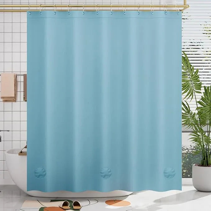 AmazerBath Teal Shower Curtain Plastic 72x72 Inches, Premium PEVA Shower Curtain with 3 Big Weighted Stones and 12 Rustproof Grommets - ModernBath