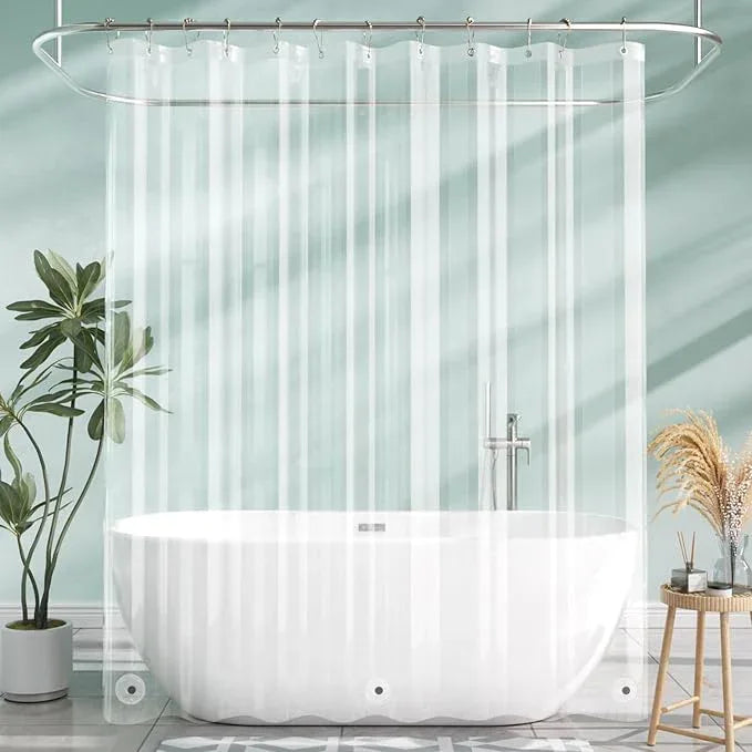 AmazerBath Extra Long Shower Curtain Liner, Clear, 84 Inches Long, 72x84 Plastic Curtain Liner, Cute PEVA Tall Shower Liner for Bathroom with 3 Magnets - ModernBath