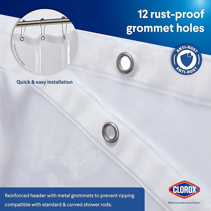 CLOROX Shower Curtain Liner, Premium Lightweight Flexible Waterproof 3g PEVA for Bathroom with Weighted Magnets, Standard Size 70" x 72", Clear 2 Pack - ModernBath