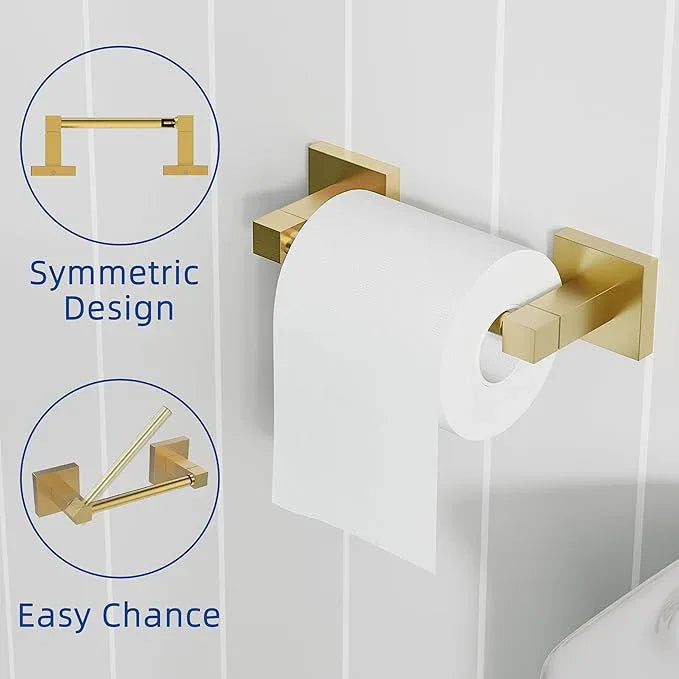 RUACQ 3 Pieces Bathroom Hardware Set, SUS 304 Stainless Steel Toilet Paper Holder, Towel Ring, 18-inch Towel Bar Set, Wall Mounted, Heavy Duty (Brushed Gold) - ModernBath