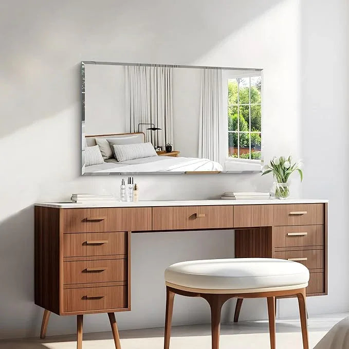 KOCUUY Beveled Mirror, 24x40 Inch Frameless Bathroom Mirror for Over Sink, Upgraded Shatterproof Beveled Unframed Design Mirror for Bathroom, Bedroom, Hang Horizontal/Vertical - ModernBath