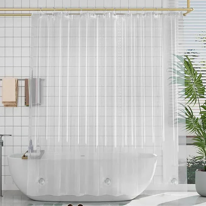 AmazerBath 48x72 Shower Curtain Stall, Small Shower Curtain for Shower Stall, Clear Bathroom Curtain Plastic, Thick PEVA Bathroom Accessories with 2 Clear Weighted Stones and 8 Grommet Holes - ModernBath