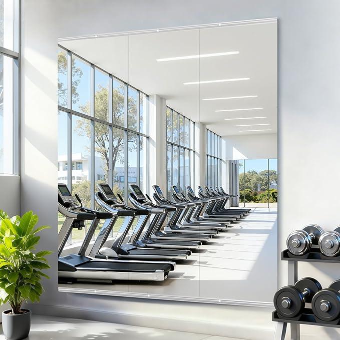 Amorho Gym Mirror, 56''x16''(Each)-3PCS Frameless Full Body Mirror for Home Gym Wall, Tempered Glass, Yoga Studios, Dance Rooms, Garage Gyms. - ModernBath