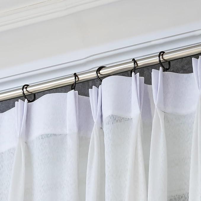 Hotop 30 Pcs Metal Drapery Curtain Rings 0.98/1.26/1.65 inch Interior Diameter and 30 Pcs Hanging Curtain Drapery Pin Hooks for Window Door Shower(Black,42 mm) - ModernBath