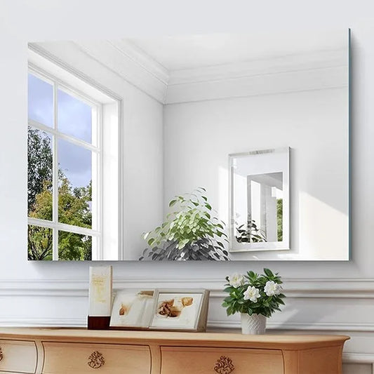 KOCUUY Large Frameless Mirror, 55"x40" Bathroom Mirror for Over Sink, Upgraded Shatterproof, Large Rectangle Unframed Mirror for Wall, Bedroom, Living Room, Entryway, Hang Horizontal/Vertical - ModernBath