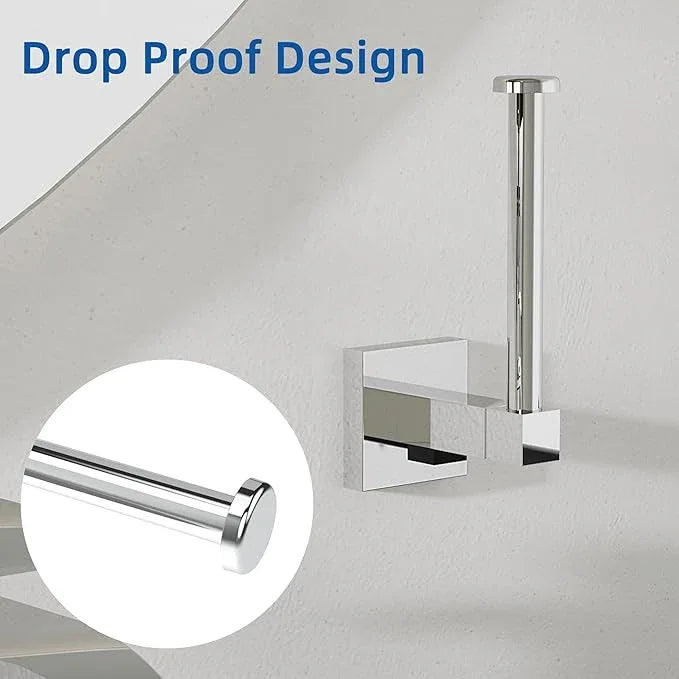RUACQ Toilet Paper Holder Wall Mount,Square Base Tissue Roll Holder for Bathroom,Toilet Roll Holder Stainless Steel(Chrome) - ModernBath