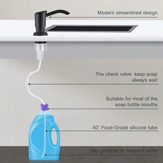 GAGALIFE Built in Counter Soap Dispenser for Kitchen Sink and Extension Tube Kit, Anti-Leakage Upgrade with 40" Tube No More Top Refill, Oil-Rubbed Bronze - ModernBath