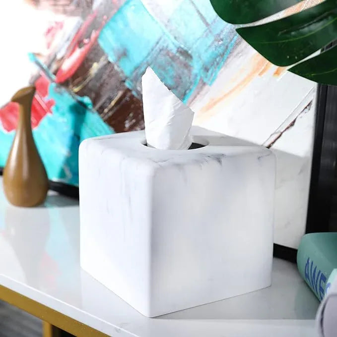 Hymmah Modern Square Tissue Box Cover Holder,Bathroom Accessories Decor Unique Design Tissue Box Cover for Bathroom Vanity Counter Tops Also Great for Bedrooms and Living Rooms - ModernBath