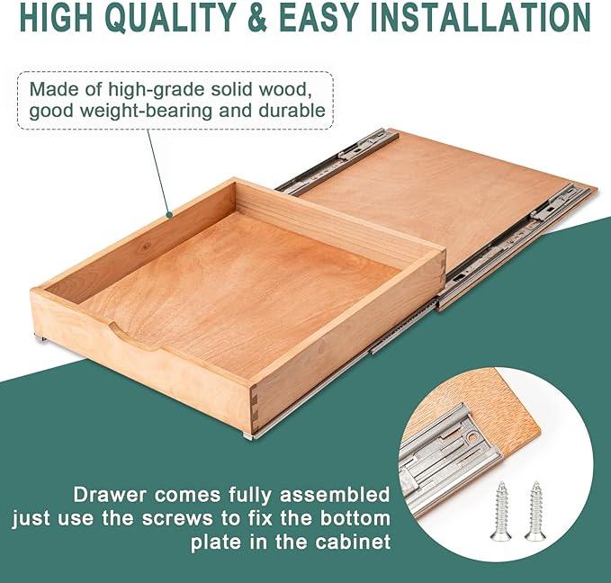 Pull Out Drawers for Kitchen Cabinets, Fully Assembled Wood Cabinet Pull Out Drawer, Pull Out Cabinet Organizer, Fast and Easy DIY Installation, 23”W x 21”D - ModernBath