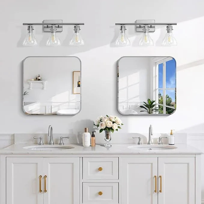 CILIBER Beveled Frameless Mirror, 18x18 Square Bathroom Mirror Rounded Corner, 18 inch Frameless Vanity Mirror, Shatterproof Lightweight Design Wall Mirror for Bedroom Living Room Entryway - ModernBath