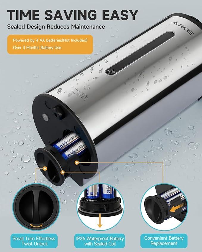 AIKE Wall Mount Automatic Foam Soap Dispenser 25 OZ Commercial Large Capacity Stainless Steel Model AK1205FA(Polished) - ModernBath