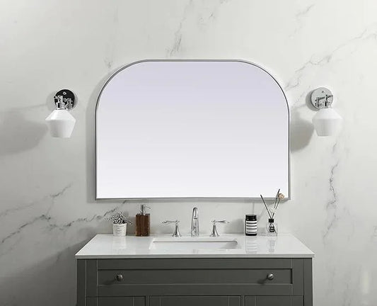 Illuminate, Metal Frame Arch Mirror 42X30 Inch in, Modern, Silver - ModernBath