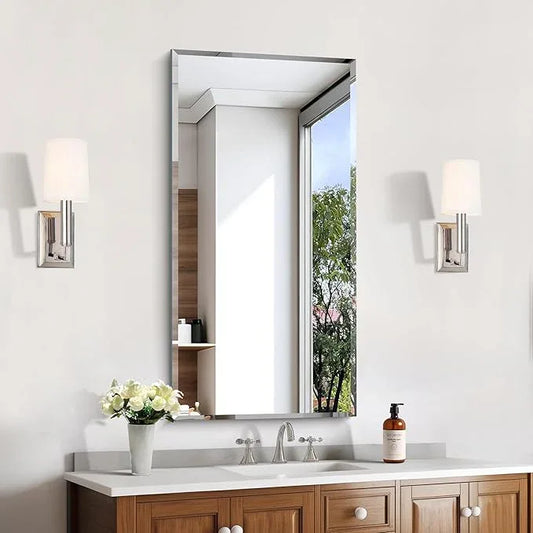 KOCUUY Beveled Mirror, 20x40 Inch Frameless Bathroom Mirror for Over Sink, Upgraded Shatterproof Beveled Unframed Design Mirror for Bathroom, Bedroom, Hang Horizontal/Vertical - ModernBath