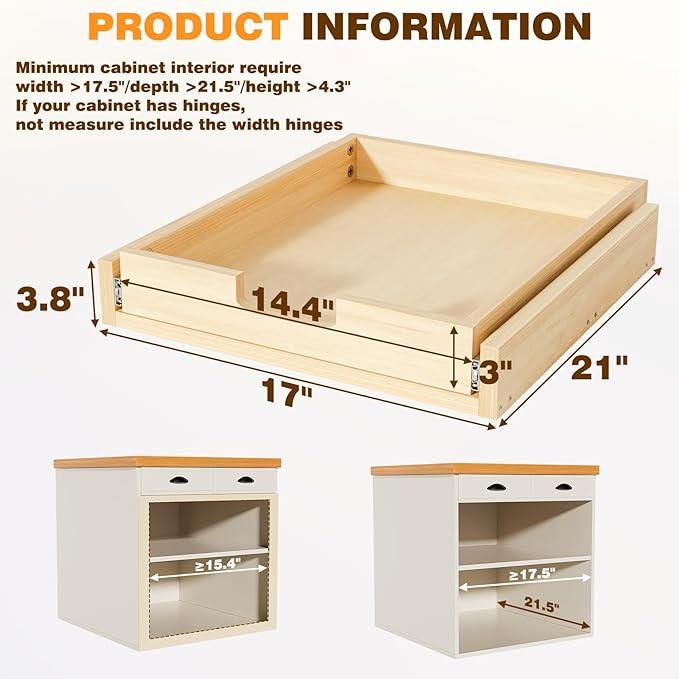 Pullout Cabinet Organizer, 17''W×21''D×3''H Slide Out Shelves for Kitchen Cabinets, Pull out Drawers for Kitchen Cabinets, Pantry, Bathroom, & Storage Organization - ModernBath