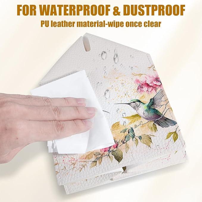 Humming Bird Floral Tissue Box Cover 2PCS, Leather Tissue Box Holder Square Facial Paper Case Tissue Box Cube Organizer for Bathroom Bedroom Desk Office - ModernBath