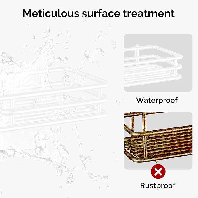 Orimade Over The Door Shower Caddy Adjustable 4 Tier White,Bathroom Hanging Organizer Shelf Rustproof with 4 Hooks,Shower Basket with Soap Holder and Suction Cup - ModernBath