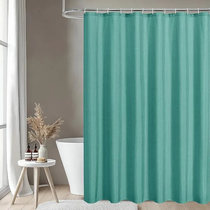 THAIGEE 2-in-1 Waterproof Fabric Shower Curtain or Liner,Linen Textured,Breathable TPU & Washable Bathroom Shower Curtain Set with 12 Plastic Hooks,Modern,72"x72" Teal - ModernBath