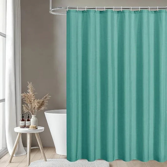 THAIGEE 2-in-1 Waterproof Fabric Shower Curtain or Liner,Linen Textured,Breathable TPU & Washable Bathroom Shower Curtain Set with 12 Plastic Hooks,Modern,72"x72" Teal - ModernBath