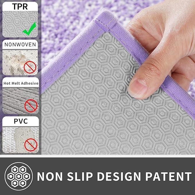 Yimobra Large Bathroom Rugs Non Slip Washable, Soft Absorbent Microfiber Bath Mat,Dual-Tone Decor Rug with Rubber Backing for Bathroom Floor,Tub and Shower,36x24,Home Essentials,Purple and White - ModernBath