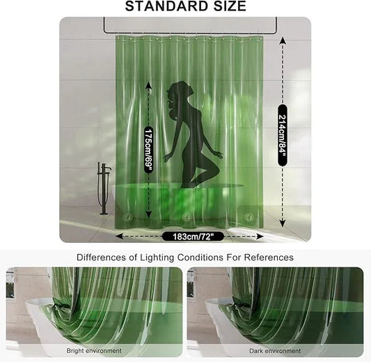 AmazerBath Extra Long Shower Curtain Liner, 100% EVA Clear Green Heavy Duty 84 inch Shower Curtain and Liner 2-in-1, 72x84 Plastic Weighted Bathroom Shower Liner, 12 Grommets & 3 Heavyweight Stones - ModernBath