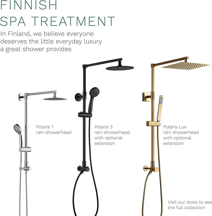 Fennocasa Polaris Lux Rain Shower System, includes 10” Square Rainfall Shower Head and Handheld Shower Combo, Height Adjustable Spray Holder, Retrofit, 60” Hose (2.5 GPM Matte Black) - ModernBath