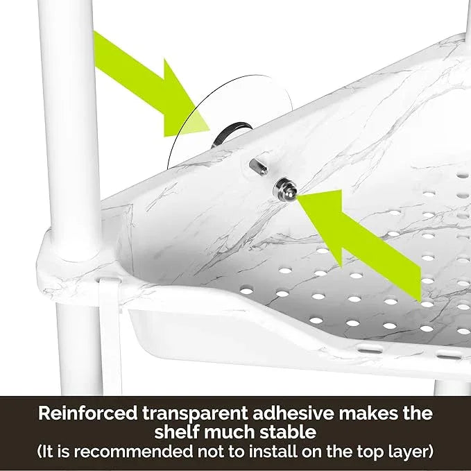 Orimade Rustproof 4 Tier Floor Standing Corner Shower Caddy Organizer, Plastic Metal Splicing Floor Corner Shelf Rack Storage Stands for Bathroom, Marble - ModernBath