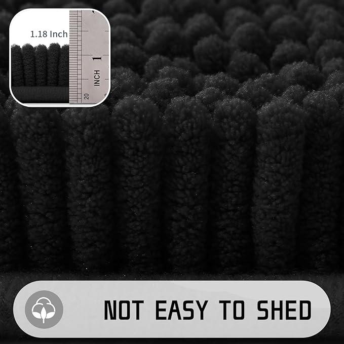 Yimobra Long Bathroom Rugs 44"x24", Extra Soft Non Slip Bath Mat for Tub, Super Absorbent Quick Dry Shaggy Rug Floor Carpet, Machine Washable,Black - ModernBath