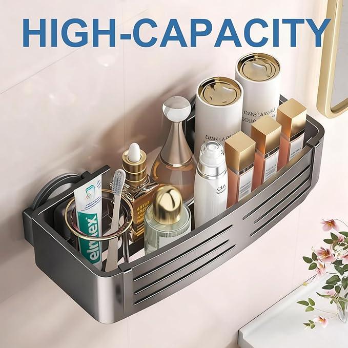 2Pcs Suction Cup Shower Caddy,Upgrade Extra-Strong Suction Shower Shelves with Hooks,No Drilling Waterproof & Rustproof Bathroom Organizers and Storage,Reusable Shower Racks for Shampoo and Toiletries - ModernBath
