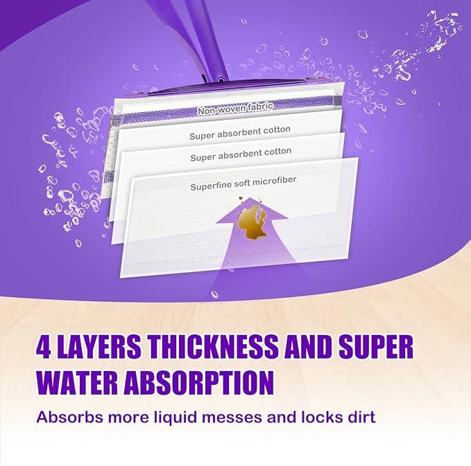 50 Pack Wet Jet Pads Compatible with Wet Jet Spray Mop, Wet Jet Refill for All Purpose Multi-Surface Hardwood Floor Cleaning, 4 Layers Thickened and Super Absorbent - ModernBath
