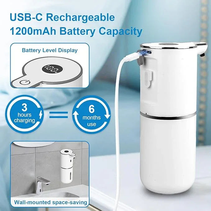 OHIFAST 2 Pack Automatic Liquid Soap Dispenser Touchless, USB Rechargeable Smart Hand Soap Dispenser, 6-Level Adjustable, 12.8oz/380mL Wall Mount for Bathroom Kitchen Dish Soap-White - ModernBath