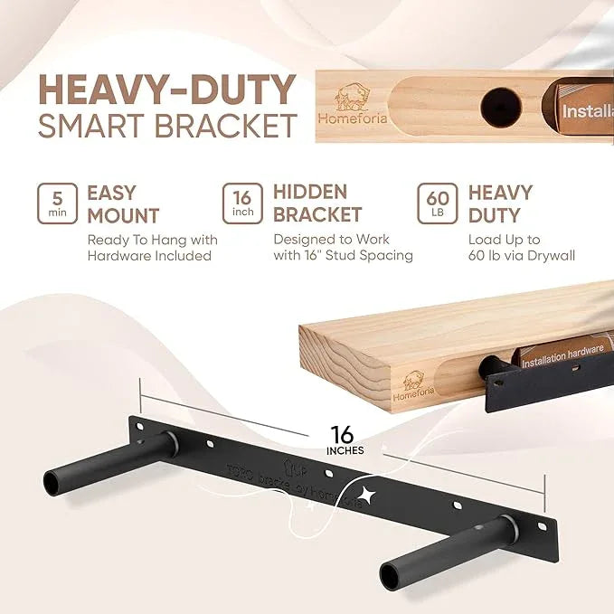 Homeforia 24inch Oak Floating Shelf for Wall, High End Solid Real Wood 24 inches Long Floating Shelves for Bathroom, Honey Oak Wooden Floating Shelves, Heavy Duty Bracket, 24 X 6.5 X 1.75 in, Set of 4 - ModernBath