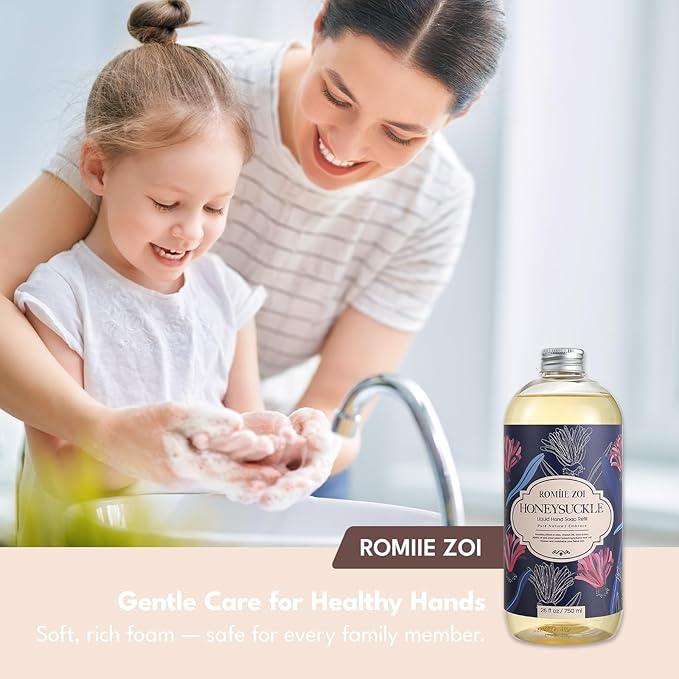ROMIIE ZOI Liquid Hand Soap Refill Gift Set – Honeysuckle Scent, 3 Pack (26 Fl Oz Each), Cruelty-Free, Biodegradable & Gentle Formula for Sensitive Skin, Kitchen, Bathroom & Dispenser - ModernBath