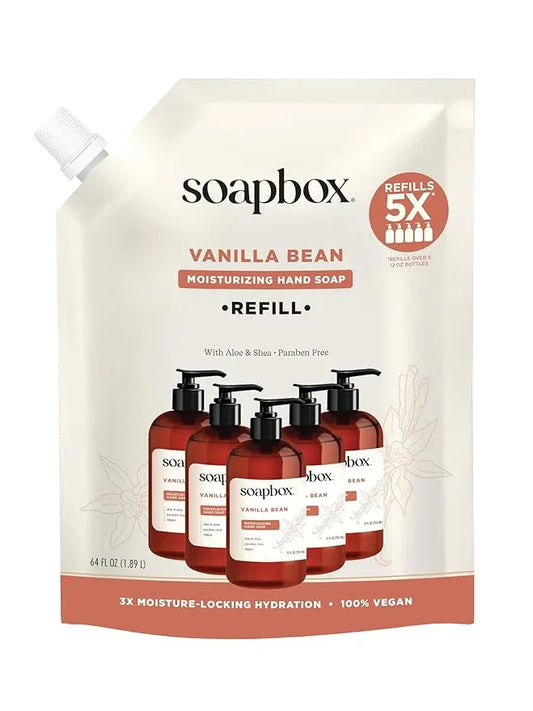 Soapbox Liquid Hand Soap Refill, Vanilla Bean, Gentle & Moisturizing Hand Wash for Kitchen and Bathroom, Vegan & Cruelty Free, 64oz Half Gallon Refill (Pack of 1) - ModernBath
