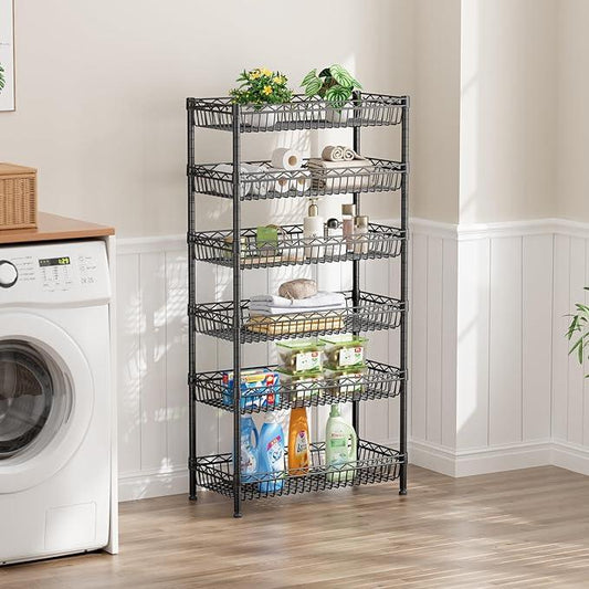 SINGAYE Shelf Closet Wire Shelving：Adjustable Metal Unit for Laundry Room Organization Bathroom Kitchen Home Storage with Wheels Pantry Rack Shelves - ModernBath