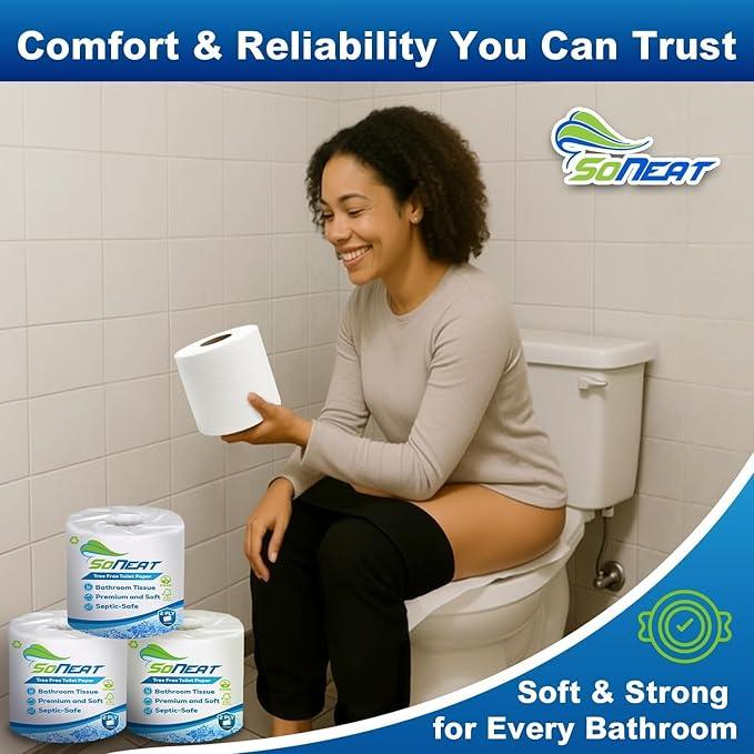 2-Ply Toilet Paper Bulk | Septic safe toilet paper | 40,000 Soft Sheets | 80 Rolls x 500 Sheets Each | Recycled Fiber & Strong Bath Tissue Mega Pack for Home & Commercial Use - ModernBath