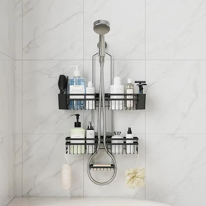 STAHLHEART Shower Caddy Hanging for Bathroom Organizers and Storage - 3-Tier Adjustable Anti-Swing Shower Organizer Hanging with Heavy-Duty Suction Cups, Damage-Free Rustproof (Black) - ModernBath