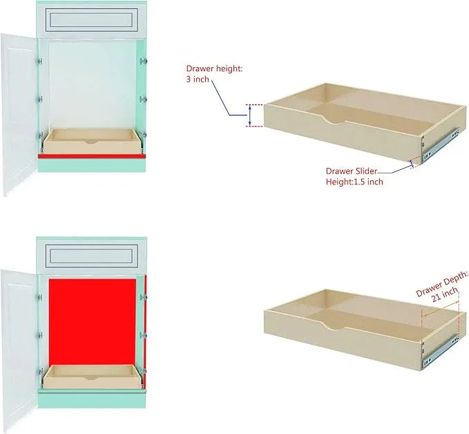 COUVER DIY Non-Assembled Birch Wood, Pull-Out Cabinet Organizers, Under Sink Organizers for Bathroom & Kitchen, Cabinet Slide-Out Organizers and Storage, Soft Closed Rail, 21 inch - ModernBath