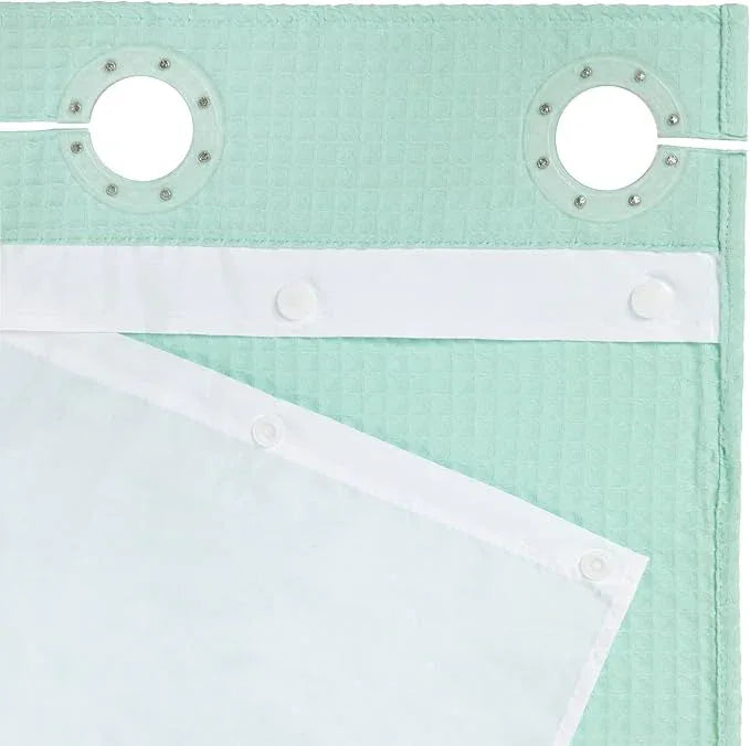 River Dream Hotel Grade No Hooks Needed Shower Curtain with Snap in Liner,Water Repellent, Machine Washable (Water Glass, 71"x86"(W/Liner)) - ModernBath
