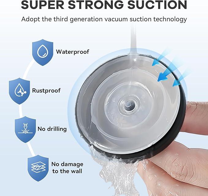 Suction Cup Hooks for Shower, Bathroom,Glass Windows,Tile – Towel, Loofah, No-Drill Wreath Hanger for Front Door Waterproof Hook Hold,Black 4packs - ModernBath
