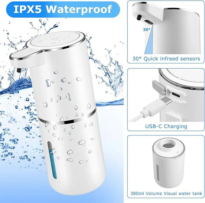 4 Pack Automatic Soap Dispenser,Liquid Soap Dispenser Touchless,12.8oz/380ml USB Rechargeabled Wall Mounted Smart SoapDispenser for Bathroom Kitchen Dish Soap - ModernBath