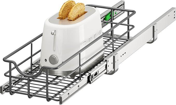 ALINE FURNITURE Pull Out Shelves - 8" W x 22" D Soft Close Pull Out Cabinet Organizer 1 Tier - Slide Out Drawers with Shelf Liner, Heavy Duty Steel Wire Baskets for Kitchen Cabinets, Pantry, Bathroom - ModernBath