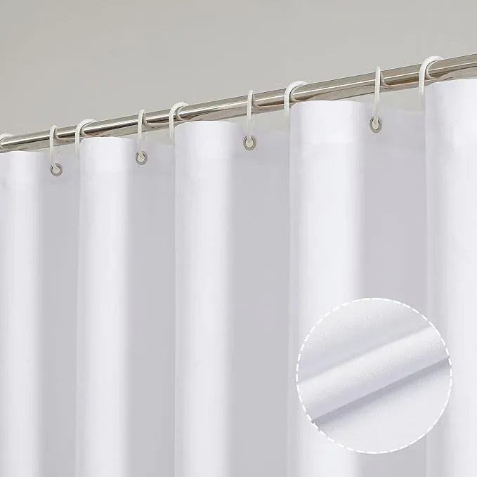 OVZME Zora White Shower Curtain, Fabric Shower Curtain for Bathroom - Soft Cloth Hotel Spa Quality, Water Repellent Bath Decor, Washable Shower Curtain Set with 12 Hooks, Grommets Top, 72Wx72L - ModernBath
