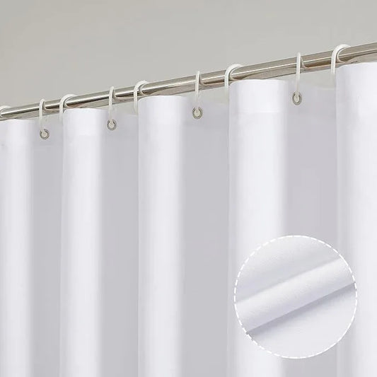 OVZME Zora White Shower Curtain, Fabric Shower Curtain for Bathroom - Soft Cloth Hotel Spa Quality, Water Repellent Bath Decor, Washable Shower Curtain Set with 12 Hooks, Grommets Top, 72Wx72L - ModernBath